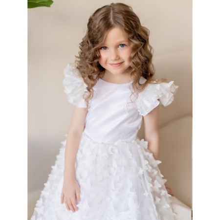 Платье для девочки, рост 134 см, цвет белый-2