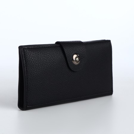 Men's purse on a magnet, a department for cards, coins, black color-1