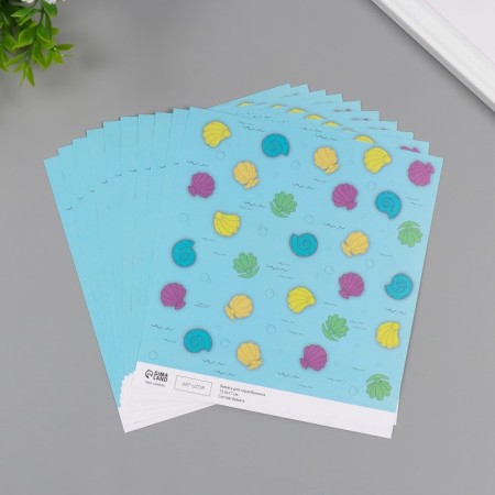 Scrapbooking paper "Sea shells" density 180 grams set 10 pcs 15.5x17 cm-1