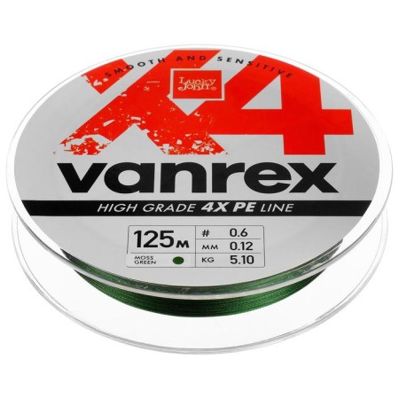 Lacquered lacky john vanrex x4 braid moss Green, diameter 0.12 mm, test 5.1 kg, 125 m