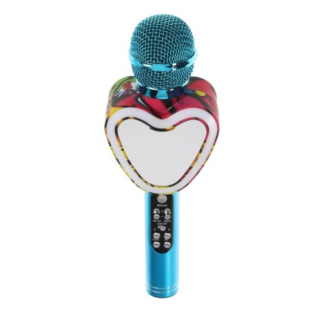 Microphone for karaoke Q5, 3 W, 1800 mAh, Bluetooth, FM, Microsd, Blue-1