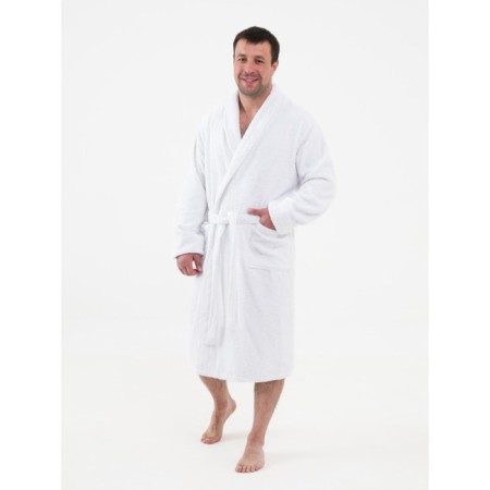 Male bathrobe with a shack, size 56-58, white color