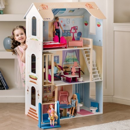 Puppet house "Grace" (16 items of furniture, staircase, elevator, swing)-1