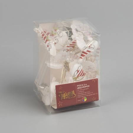Garland "thread" 2 m dews with nozzles "Santa Claus", IP20, silver thread, 20 LED, glow of multi, 2 modes, AAX2-4
