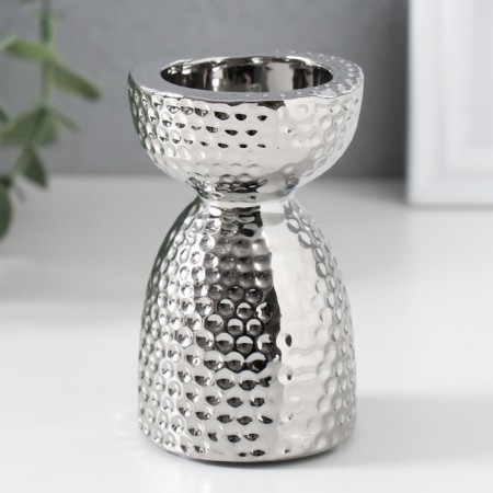 Ceramics candlestick per 1 candle "Illusion" d = 4 cm silver 6.5x6.5x10 cm-1