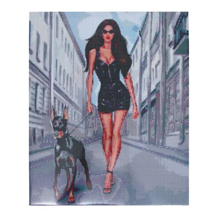 Diamond mosaic on a subframe with a full filling "Girl with Doberman", 40x50cm-4