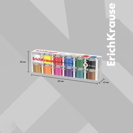 Gouache 12 colors x 15 ml Erichkrause, matte -colored Extra saturated colors, economical packaging-4