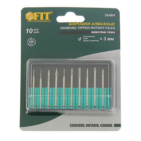 A set of fit balls, reinforced steel with diamond spraying, pin 3 mm, 10 pcs.-2