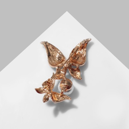 Brooch "Butterflies" in pearls, white-purple color in gold-1