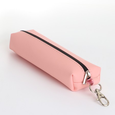 Key of zipper, length 16 cm, ring, carbine, pink color