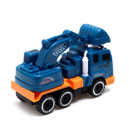 Construction truck, mobile details, light and sound, works from batteries, blue color-3