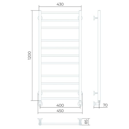 Water heated towel rail Larusso "Image" P11, 500x1200 mm, 495 W, lower connection-2