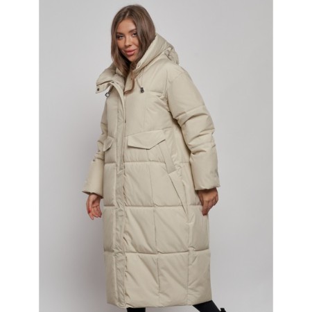 Coat insulated winter female, size 50, light-beige color-8