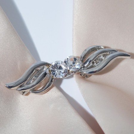 Cardigan clamp "Waves", white color in silver