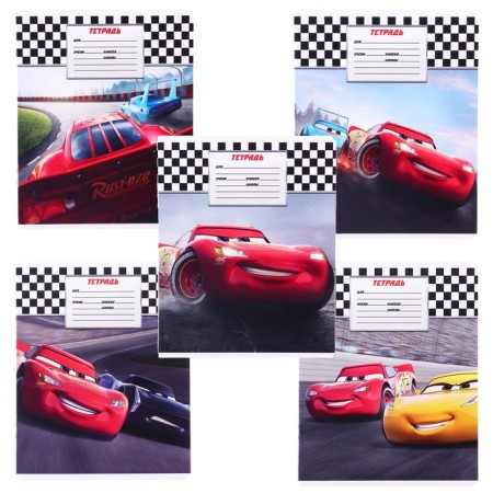 Notebook in a large cage 12 sheets, 5 types of mix, cover covering cardboard, cars-1