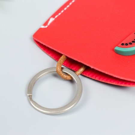 Tail of the leatherette to the hidden "watermelon" red 11.5x7.5 cm-4