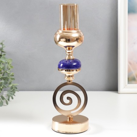 Summary Metal for 1 candle "Spiral. Blue marble element" gold 33x10x10 cm-1