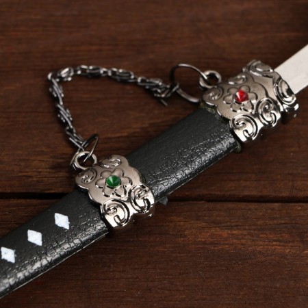 Souvenir weapon "Katana on the stand", black scabbard with red rhombuses, 20cm-9