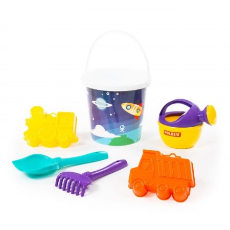 Sand set No. 314: bucket, spatula, rakes, 2 molds, small watering can, mix