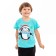 Children's T -shirt, turquoise color/penguin, height 110 cm
