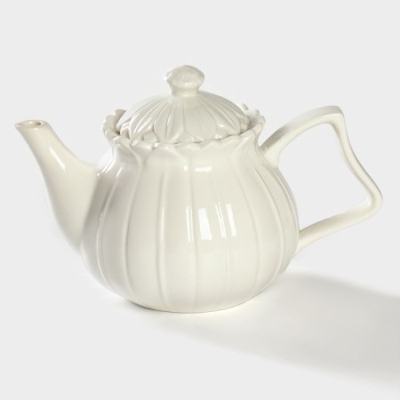 A porcelain teapot on a stand from Bellatenero bamboo "Tulip", 700 ml, white color-2