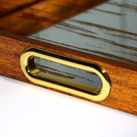 Plastic rectangular tray with a mirror "Strokes", 37 x 37 x 4.5 cm Soldier-8