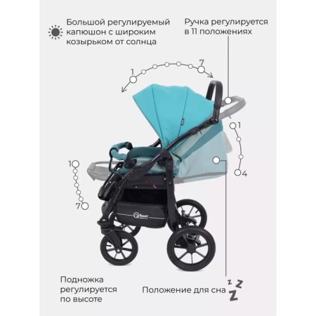 Stroller 3 in 1 Rant Patio, Aquamarine Color-7