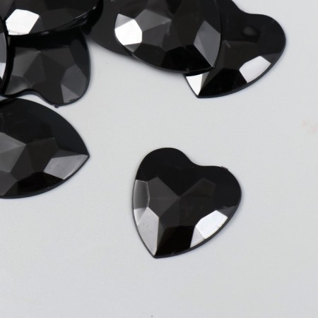 Decor for creativity plastic "Rhinestones Heart. Midnight" set 30 pcs 2.5x2.5 cm