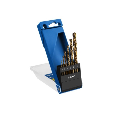 Set of drill on metal bison, p6m5k5, cylindrical shank, 2-8 mm, 6 pcs, class a, case