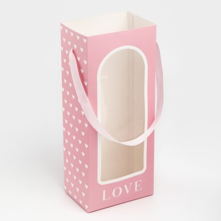 Package Pack for Flowers with a plastic window, love, pink, 30 x 12 x 8 cm-6