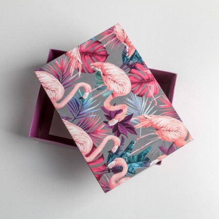 Gift folding box, packaging, Flamingo, 21 x 15 x 7 cm-2