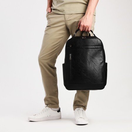 Male backpack on a zipper, 4 outer pockets, black color-4