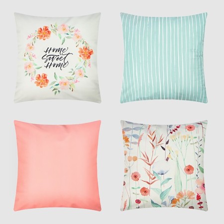 A set of decorative pillowcases "Flowers" - 4 pcs, 40x40 cm, velor