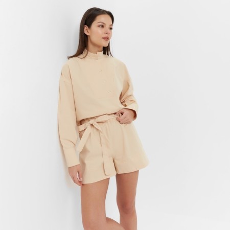 Women's costume (blouse, shorts) minku: enjoy is beige color, size 42-5