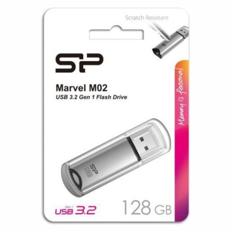 USB flash drive_128 GB Silicon Power Marvel M02 Silver USB 3.0 / SP128GBUF3M02V1S