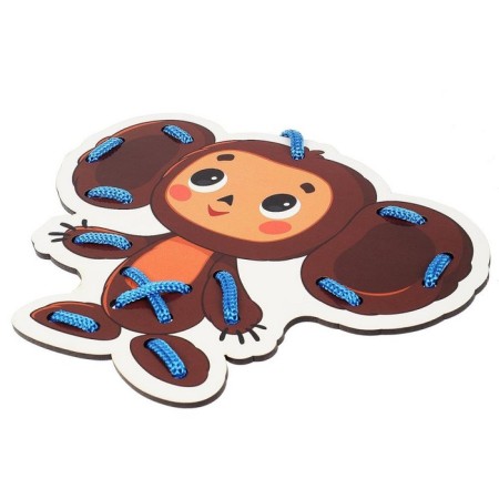 Wooden lacing toy "Cheburashka" 16 cm-2