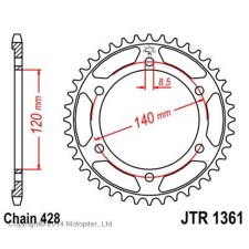 The rear driven star JTR1361 for a steel motorcycle, chain 428, 50 teeth