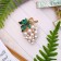 Brooch "Vinogram branch" color white-green color in gold