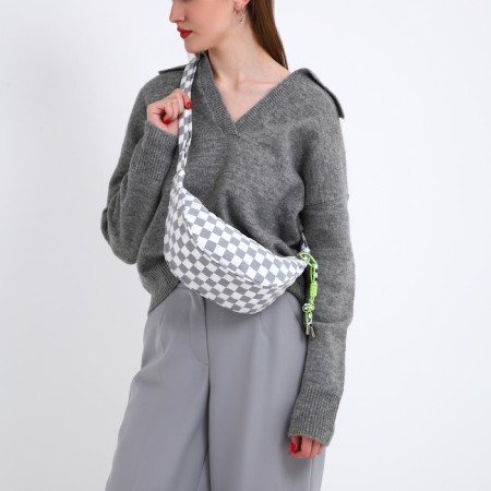Women's bag over the shoulder, gray color 30*14*10 cm-7
