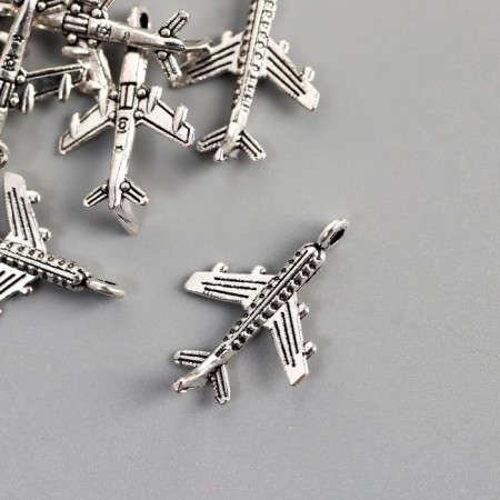 Decor for creativity Metal "Airplane" silver 1.8x1.2 cm