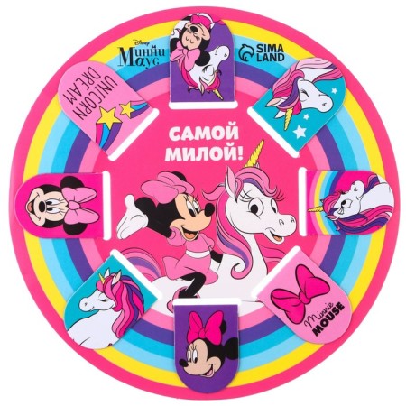 A postcard with magnetic bookmarks "The sweetest!" Unicorn, Minnie Mouse, 8 pcs.-4