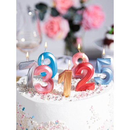 Show Box with candles for the cake "Gran", silver, 30 pcs, 8 cm-2