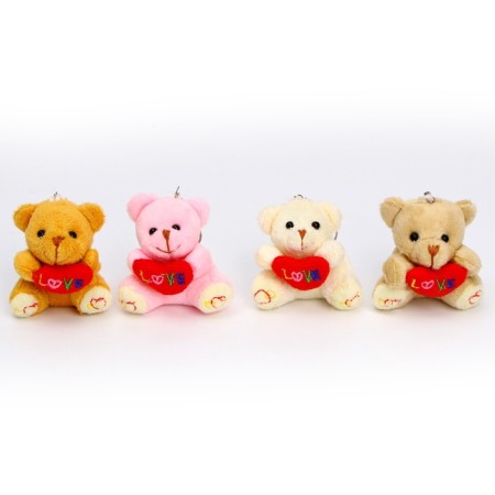 A keychain - a soft toy "Bear with a heart", Mix color, set 3 pcs.-3