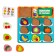 The puzzle is wooden. Repeat on the sample "Vegetables and fruits", developing games for children
