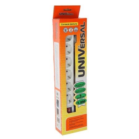 Network filter Universal 967u-3001, 6 sockets, 1.8 m, 10 A, PVS 3x0.75, white-1