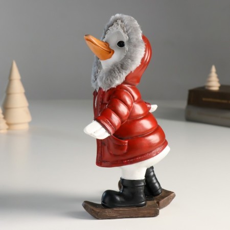 Polystone souvenir "Goose in a down jacket with a ski hood" 8x14x20.5 cm-3