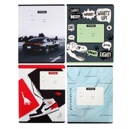 Notebook of 12 sheets in the "Boys" line, covered cardboard, offset block 65 g/m2, mix-1