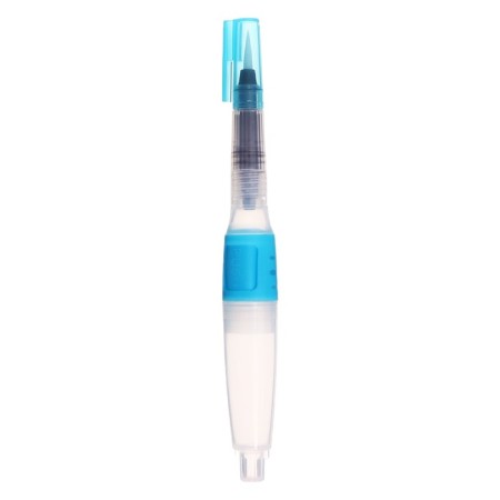 Synthetic brush, with a reservoir, with a color holder