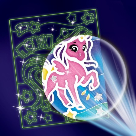 Set for creativity. Lunar fresco "unicorn", luminous sand + sparkles-1