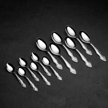 Set of cutlery "Troika", 24 items, decorative box, silver color-4